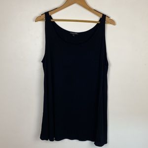 Eileen Fisher SYSTEM SILK GEORGETTE CREPE TANK scoop neck XL